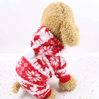 Christmas Pet Sweater for Cats & Dogs – Warm Coral Velvet Holiday Outfit with Reindeer Pattern