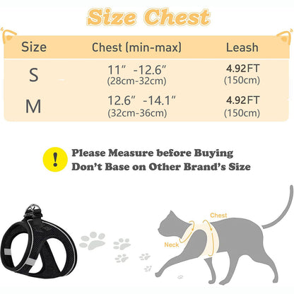 Breathable Reflective Cat Dog Harness Leash
